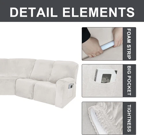 Anbausofabezug 5-Sitzer Ecksofa Couch Schonbezug Stretch Möbelbezug - Bild 96 von 134