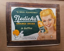 1920s Nedicks Orange Drink In Bottles Sign Cardboard Litho D