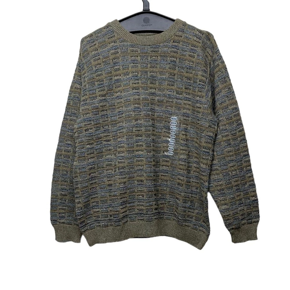 Vintage Oscar De La Renta Men s Sage Green Blue Sweater Size Medium