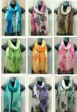 Women Ladies Long Vintage Rose Flower Print Pattern Shawl Scarf Warp Stole US