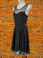 VILLA SIZE UK MEDIUM BLACK SEMI SHEER LACE FIT  FLARE DRESS SLEEVELESS LINED