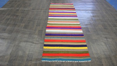 Teppich Kelim Traditionell Vintage Handarbeit Mehrfarbig Gestreift Wolle 83 X 236 cm