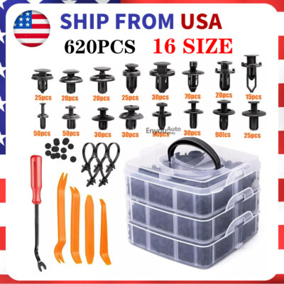 Bumper Clips Retainer 620Pcs Auto Car Rivets Fastener Fender Push Pin Trim