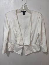 White House Black Market Blazer 12 White Bolero Long Sleeve Stretch Knit Soft