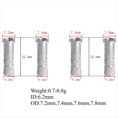 50XArchery Pfeileinsatz Aluminium für ID 6,2mm Pfeilschaft DIY Bogen Jagd Zielscheibe - Bild 6 von 7