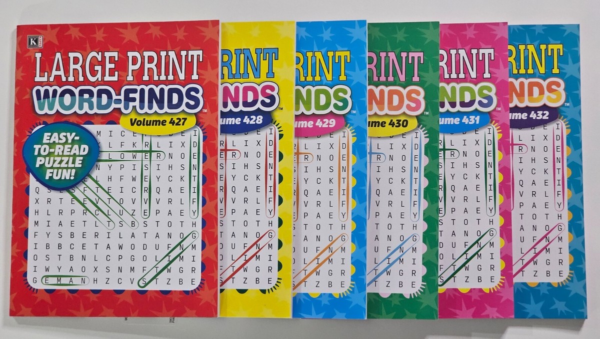6 Large Print Word-Finds Puzzle Books Kappa Games Vol #427-432
