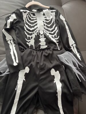 Kids Skeleton Halloween Costume Tutu Dress Leggings Size Small - Main Image