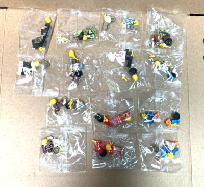 lot of 14 - 11 different assorted basic lego figures in sealed bags - New