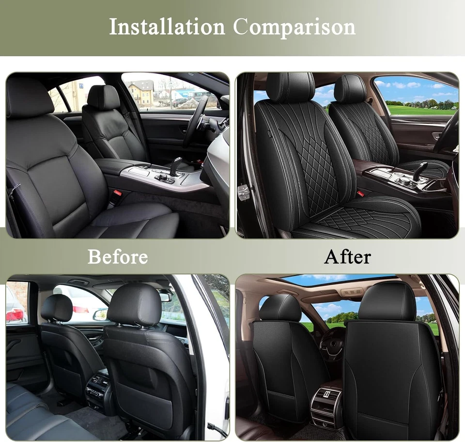 Car Seat Covers Full Set Faux Leather Protector Pad For Infiniti Q70 2014-2019 Foto 3 de 4