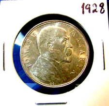 1928 TGM Thomas G Masaryk 10 Korun Silver Coin Czechoslovakia Bohemia Czech