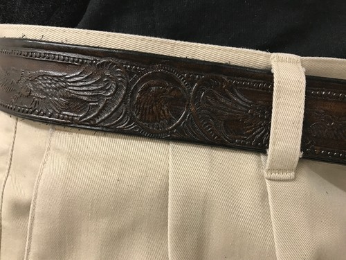 American Eagle Design Handmade Mens Leather Belt Beautiful Flying Eagle Buckle - Picture 10 of 10