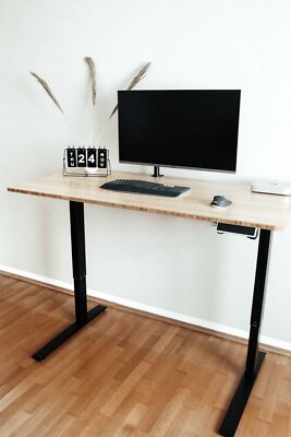 AGIL Premium Elektrisch Höhenverstellbarer Schreibtisch – Tischplatte Schwarz 140x70 Cm, Bis 125 Kg Belastbar