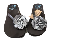 Arch Support Flip Flop Sandals Womens Brown w Silver flowers Limited Quantity
