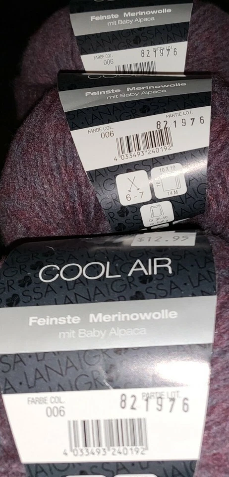 3 SKEINS/BALLS OF (DISCONTINUED) LANA GROSSA YARN - COLOR #06 RED/PURPLE - Image 3 of 4