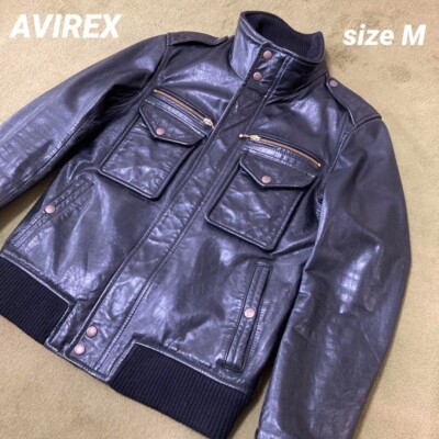 AVIREX Leather Jacket Horse Hide men Size M Black | eBay