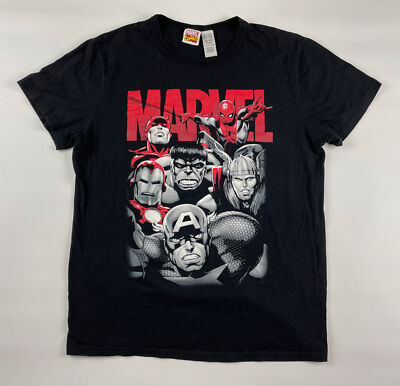 Marvel Legends Comics M L Short Sleeve Crew T-shirt Black Vtg Sleepwear