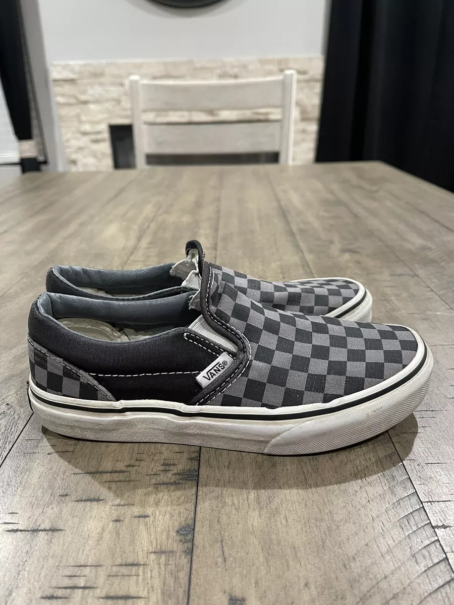 Vans Classic Slip On Checkerboard Black And Gray Kids Size 3