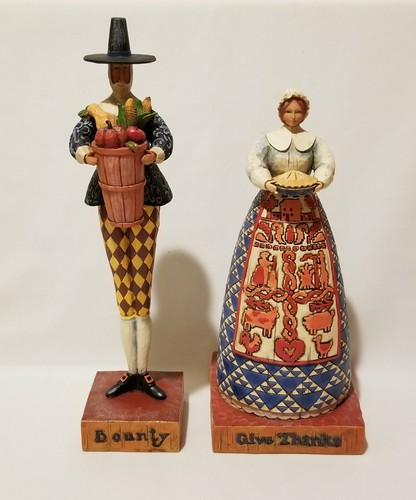 Jim Shore Heartwood Creek Give Thanks & Bounty Pilgrim Figurines  Thanksgiving | Ebay