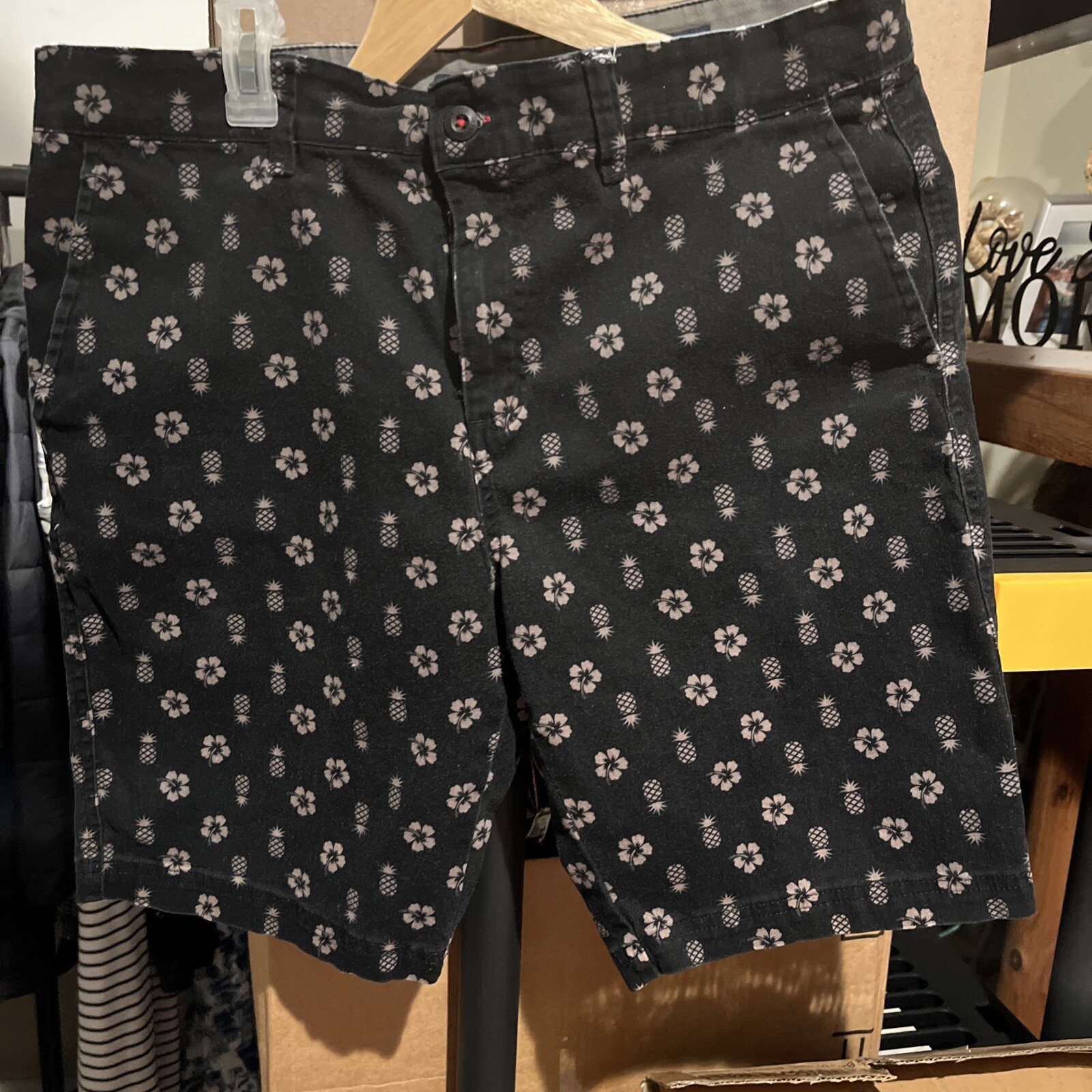 Rugby University Stretch Shorts Adult Size 34 Hawaiian Floral & Pineapple Print eBay