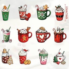 40 pieces 1"Inch Winter Hot Chocolate Mug Cup Christmas Stickers Envelope Seals