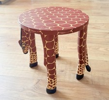 Tinga Tinga Animal Stools: Giraffe Handcrafted African Deco Wooden Kids Chair