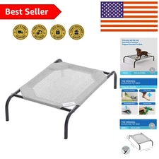 Luxury Elevated Dog Bed - Breathable Cooling Fabric & Joint Relief, Small, Grey