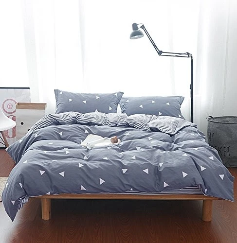 Комплект из 3 пододеяльников синий серый с белыми треугольниками - ультрамягкий и легкий... - Изображение 3 из 4