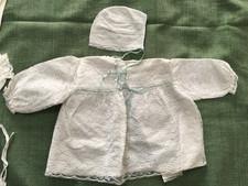 2 vestitini pizzo neonato con cuffiette + sacco battesimo - vintage