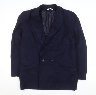 Private Collection Damen Blau Wolle Zweireiher Blazer Gr. 12
