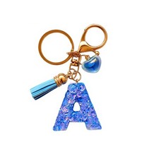 HUANGPIXL Initial letter Keychains for Girls Women Tassel Standard, A-blue