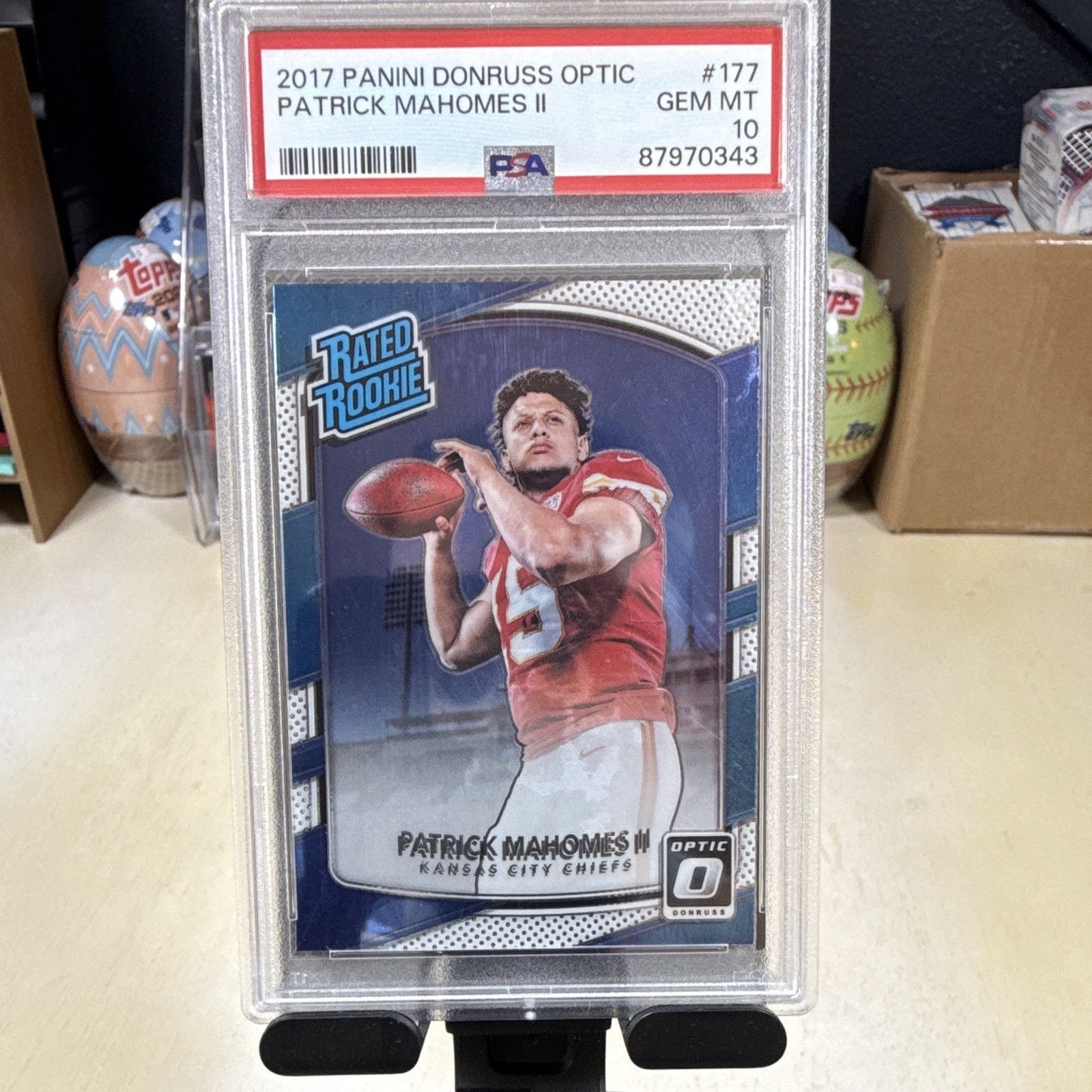 Panini 2017 Donruss Optic Patrick Mahomes II Rated Rookie #177 PSA 10 Chiefs