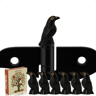Black Crows Door Hinge Toppers Set of 6 - Spooky Black Raven Miniature Hinge Hea