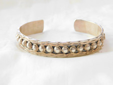 Vintage Taxco Mexico 925 Sterling Silver Beaded Cuff Bracelet B602