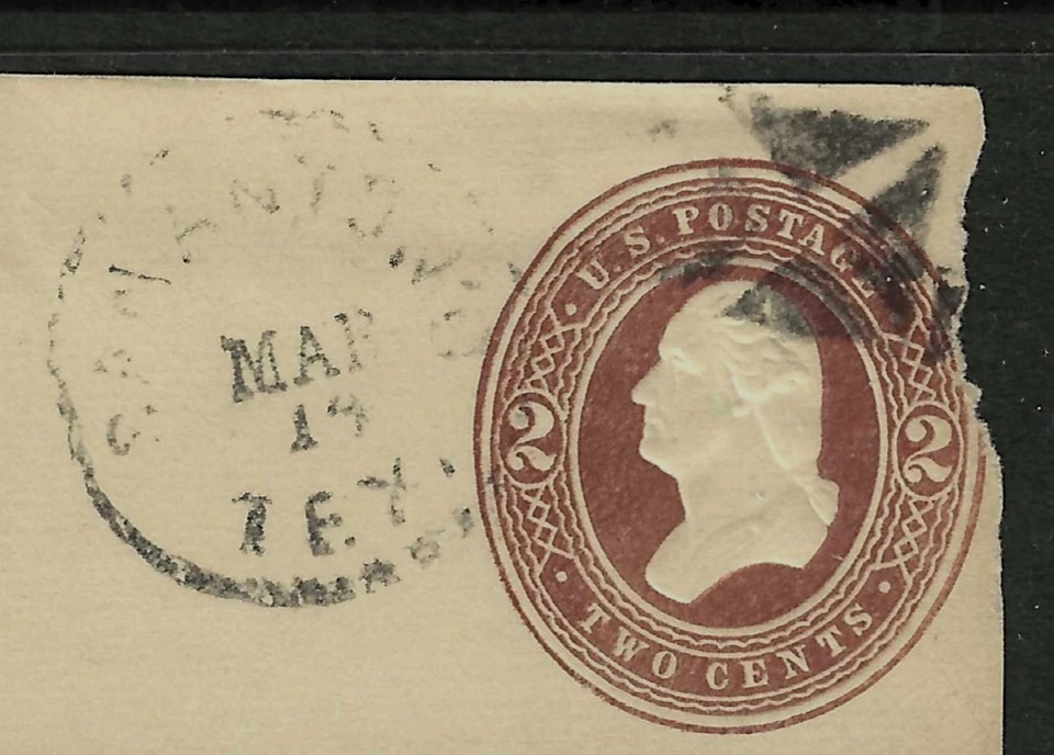 TEXAS Untyped 2 Cent Washington Postal Corner 1870's US 83B53 - Image 2 of 2