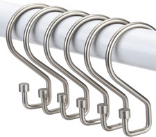 Shower Curtain Hooks, 12 Pcs S Shape Shower Curtain Rings, Rustproof Black Showe