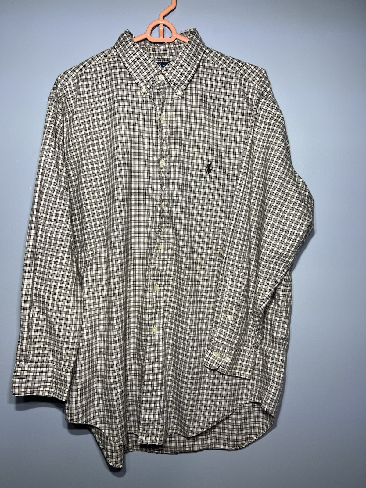 Polo Ralph Lauren, Brown,Shirt Mens 16.5 Long Sleeve Button Up Casual Yarmouth