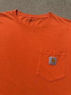 Carhartt Work In Progress Long Sleeve Pocket T-Shirt Orange Size XL