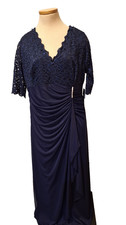 NWT but shortened B & A by Betsy & Adam Navy Blue Long Formal Gown Dress Sz 14W