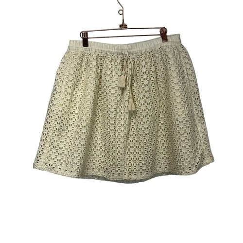 LUCKY π BRAND CREAM EYLET LINED MINI SKIRT WITH POCKETS EUC NEVER WORN SZ XL - Picture 2 of 9