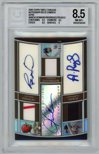 HOWARD RODRIGUEZ PUJOLS 2010 Topps Triple Threads Patch Auto Sepia /27 BGS 8.5