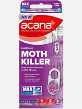 Image of Acana Hanging Moth Killer 2Units Kills Moths Eggs Larvae 3Month Wardrobe Protect