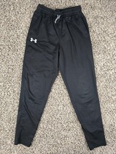 Under Armour Boys XL Pull On Fitted Athletic Pants Black Tapered Leg Swetapants