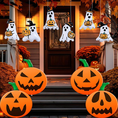 10 PCS 16 Inch, 9 Inch Halloween Inflatable Balloons Pumpkin Ghost Haunted House
