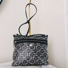 Coach F17120 Signature File Crossbody Bag - Black/Gray with Monogram Design