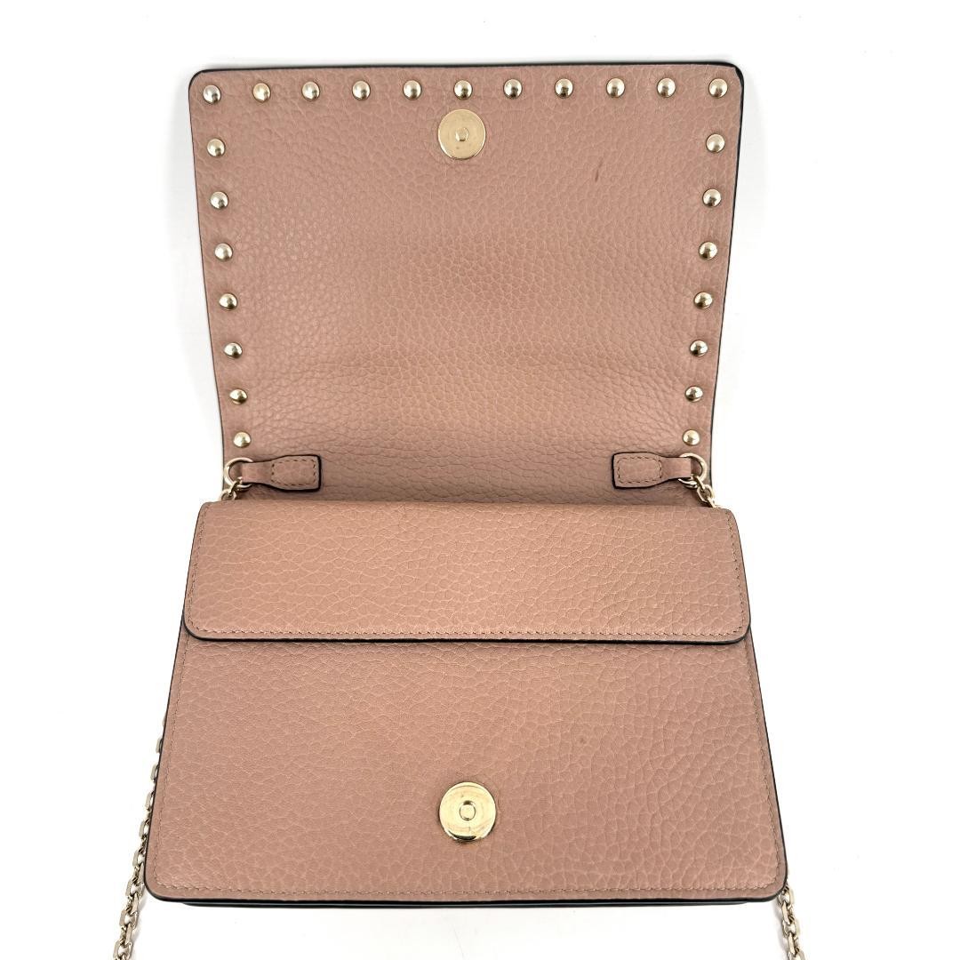 Valentino Garavani Rockstud Pink Leather Wallet on Chain Shoulder Bag, Mini, AB thumbnail 11