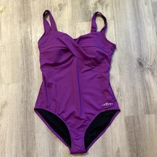 Dolfin Women 16 Purple Twist Front Padded Wide Strap Slimming One Piece Swim