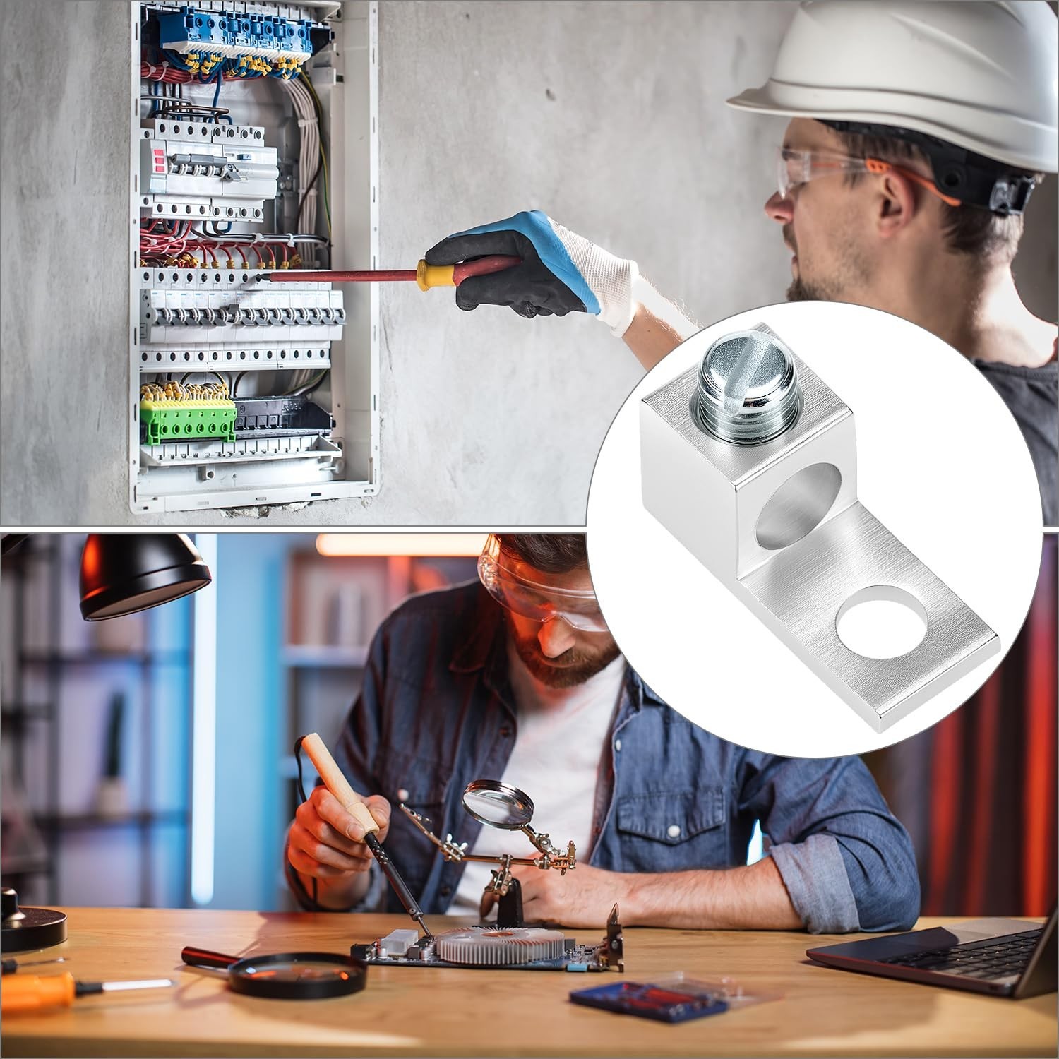 50 Pack Aluminum Mechanical Lugs Tin Plated 14-2/0 AWG Electrical Connectors Set