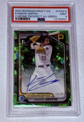 Konnor Griffin 2024 Bowman Draft Sapphire green auto RC /99 1st Bowman PSA 9