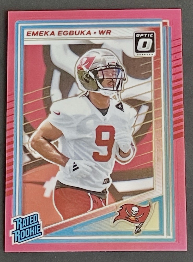 2025 Donruss Emeka Egbuka Rated Rookie Pink Optic Preview RC #375 Buccaneers