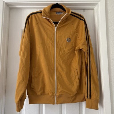 Vintage Fred Perry Track Jacket Sports Zip Up Yellow Marigold Blue Portugal YKK